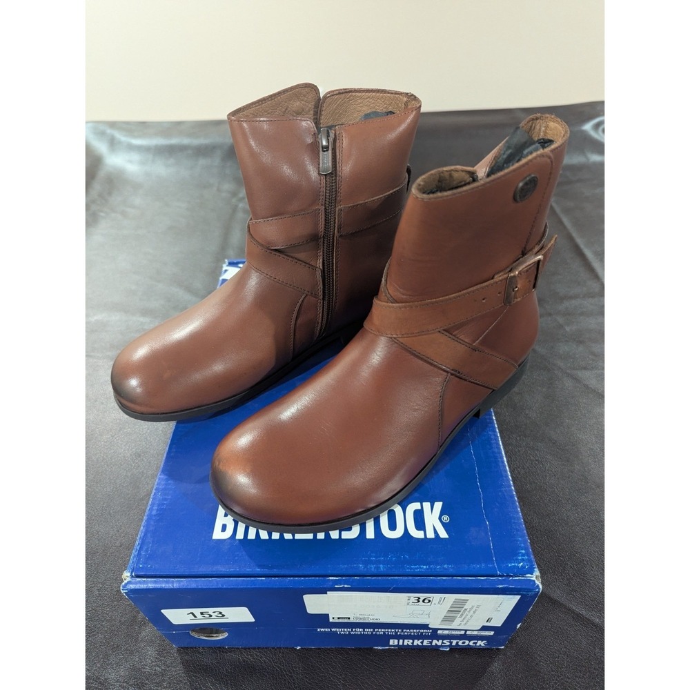 NEW Birkenstock Women's 5 (EU 36) Collin's Brown Leather Ankle Boots (MSRP $195)